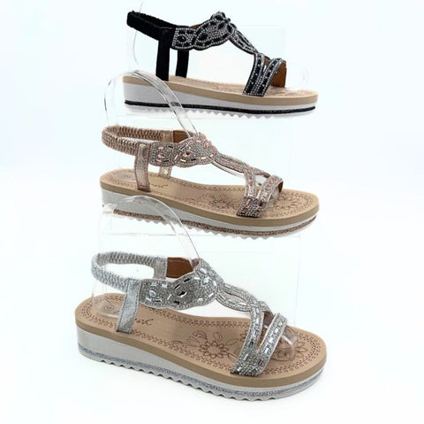 LS8111 SILV/ROSEGOLD/BLK DIAMONTE COMFORT SANDAL