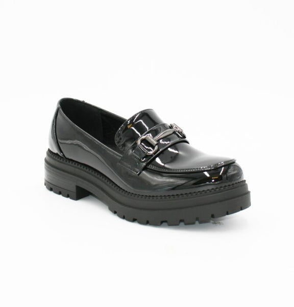 LS8239 LADIES BLACK PATENT CASUAL SHOES