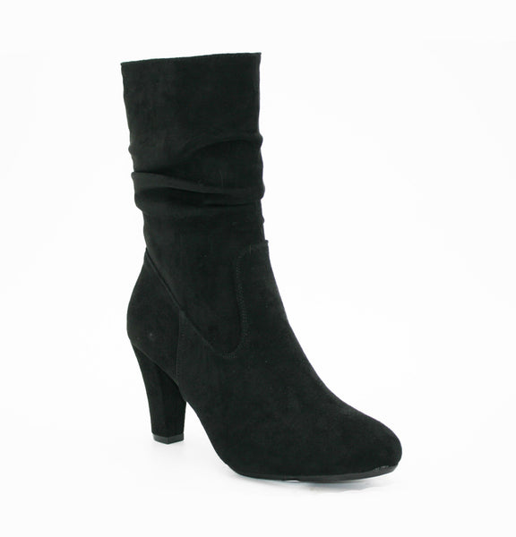 LS8251 LADIES BLACK 3/4 RUCHED ANKLE BOOT ON MIA