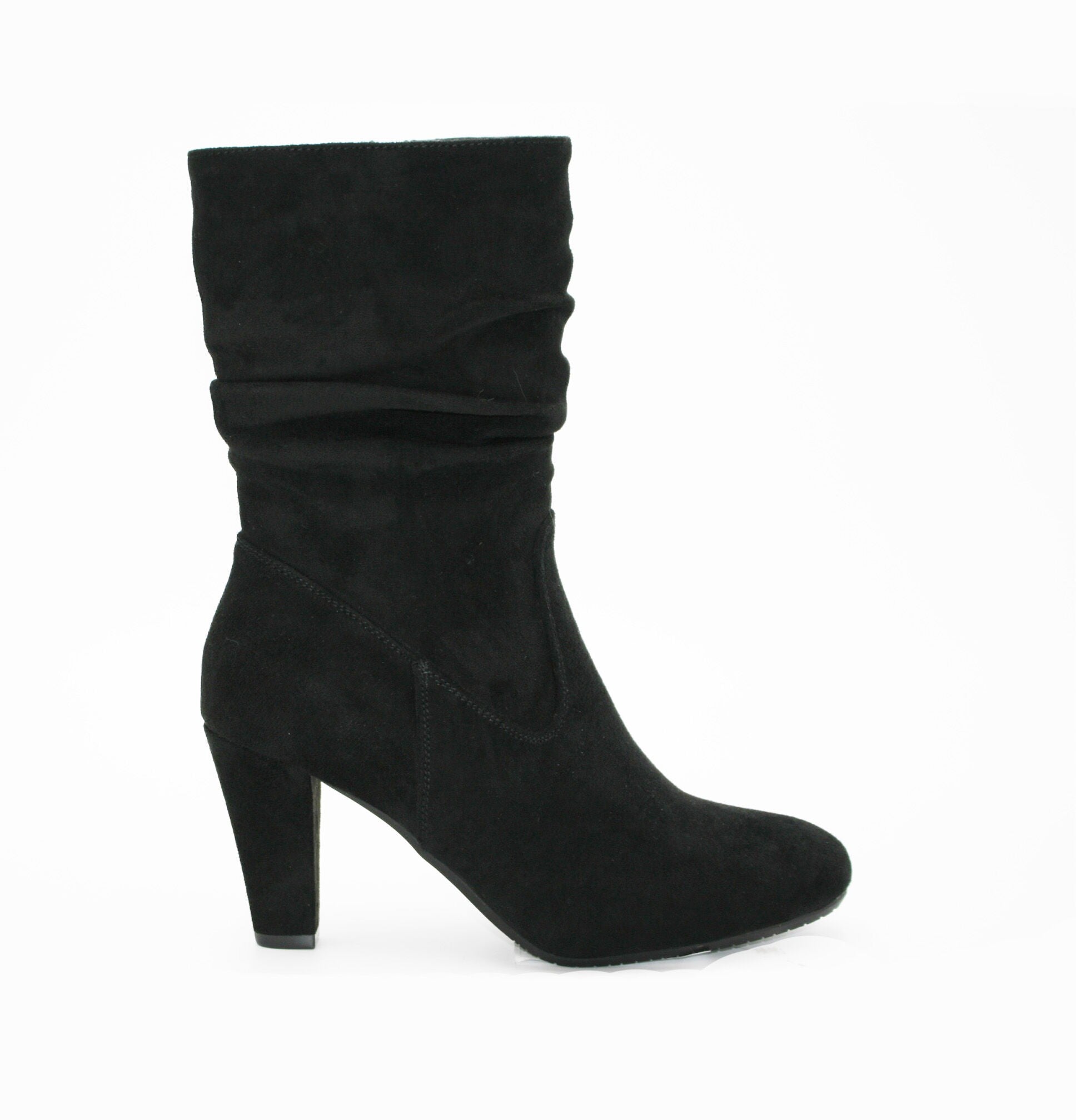 LS8251 LADIES BLACK 3/4 RUCHED ANKLE BOOT ON MIA