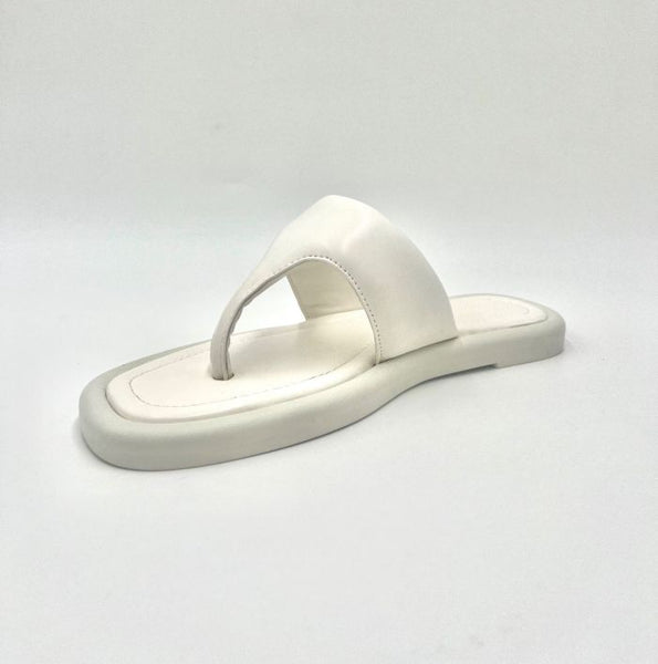 LS8459 LADIES WHITE PADDED TOE POST SLIPPER