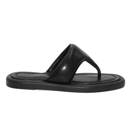 LS8459 LADIES BLACK PADDED TOE POST SLIPPER