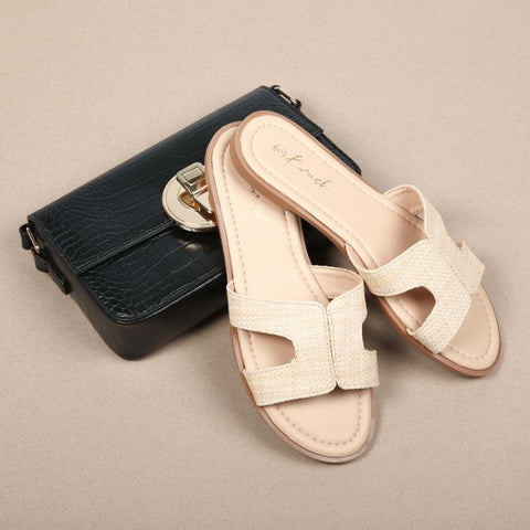 LS8515 LADIES BEIGE RAFFIA MULE