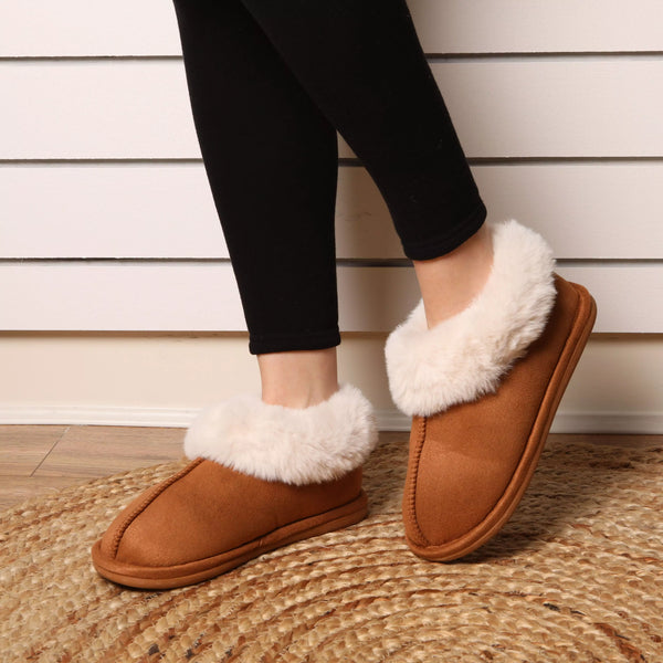 LS8530 - Chest nut Fur Lined Full slippers