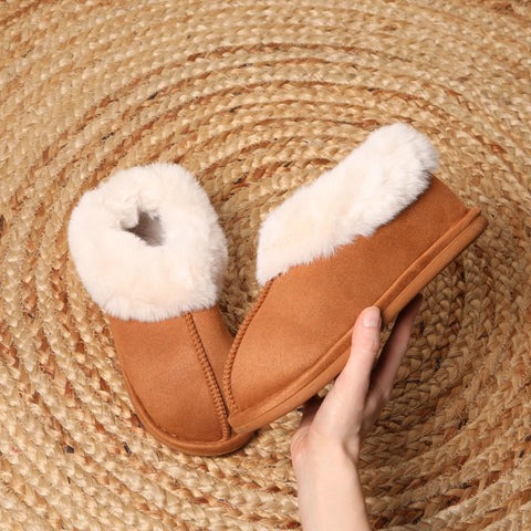 LS8530 - Chest nut Fur Lined Full slippers