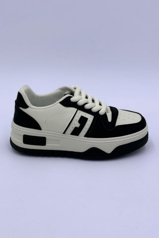 LS9160 LADIES BLACK & WHITE TRAINERS