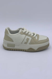 LS9160 LADIES NUDE & WHITE TRAINERS