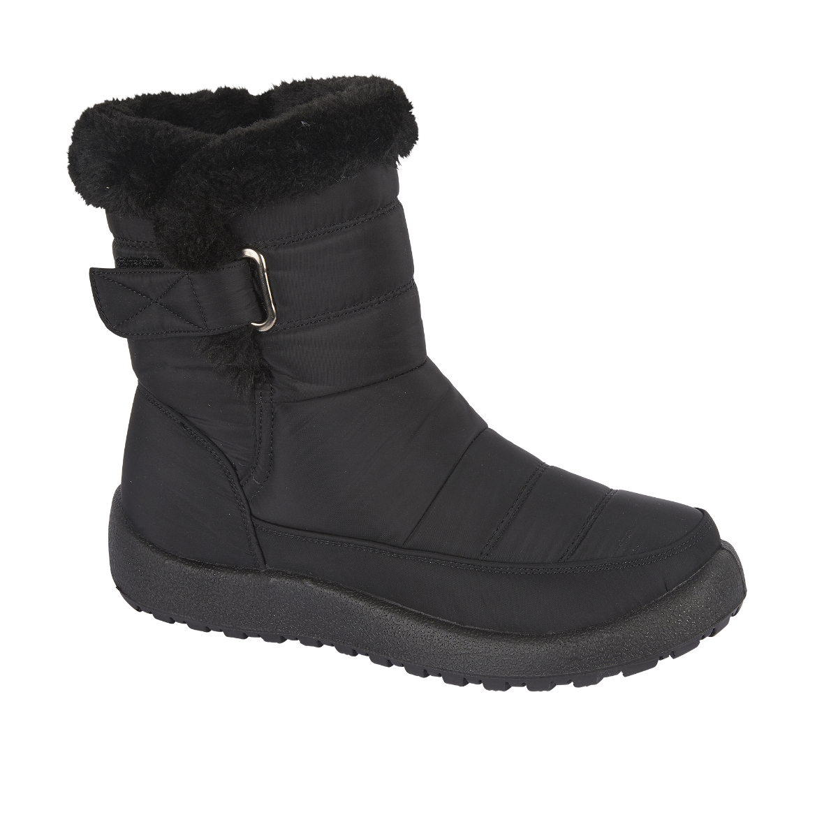 SPRUCE Ladies fleecy ankle boot with touch and close strap winter snow boots