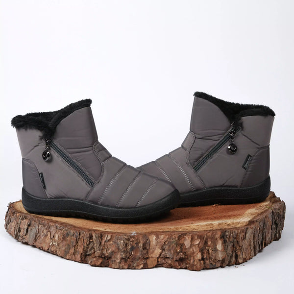 BURG/GREY PU SIDE ZIP WARM LINED BOOT TP7023