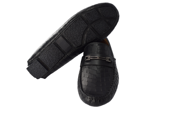 MENS LEATHER CROCODILE EFFECT FORMAL/CASUAL SLIP ON LOAFERS