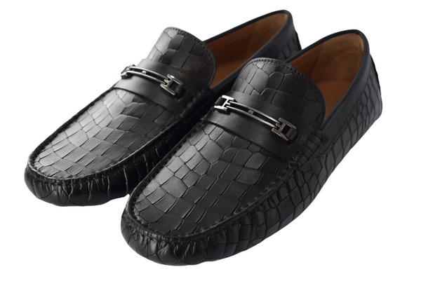 MENS LEATHER CROCODILE EFFECT FORMAL/CASUAL SLIP ON LOAFERS