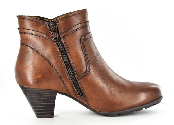 Ladies Genuine Leather Cone Heel Side Zip Smart Ankle Boots