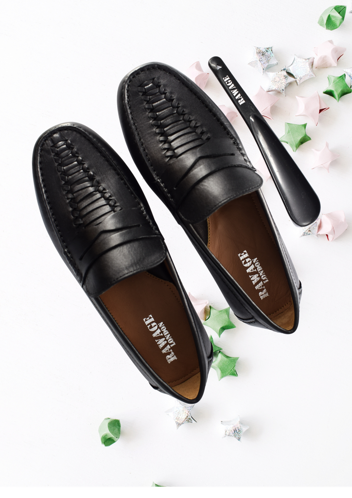 Woven leather 2024 slip on shoes