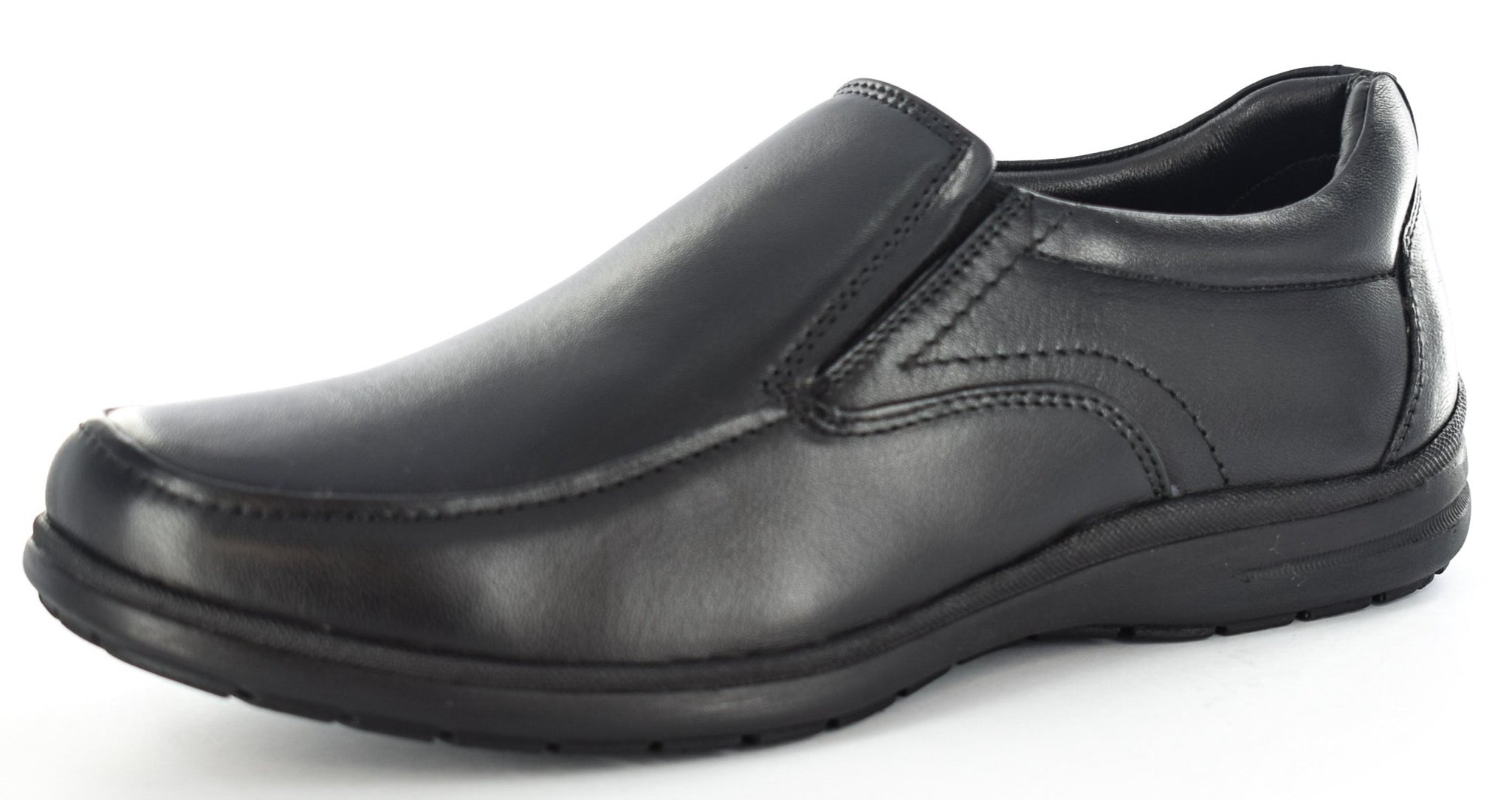 Mens Genuine Leather Slip On Shoes Black