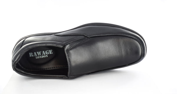 Mens Genuine Leather Slip On Shoes Black