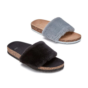 LADIES FAUX FUR FOOTBED MULE/SLIDER UK SIZE 3-8