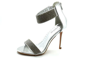 L-1111 LADIES PARTY ANKLE DIAMANTE STRAP WITH BACK ZIP OPEN TOE HEELS