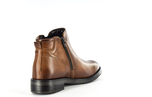 Women/Ladies Brown Genuine Leather Twin  Zip Ankle Boots