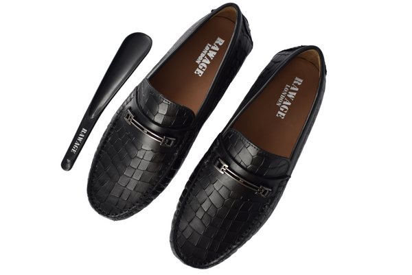 MENS LEATHER CROCODILE EFFECT FORMAL/CASUAL SLIP ON LOAFERS