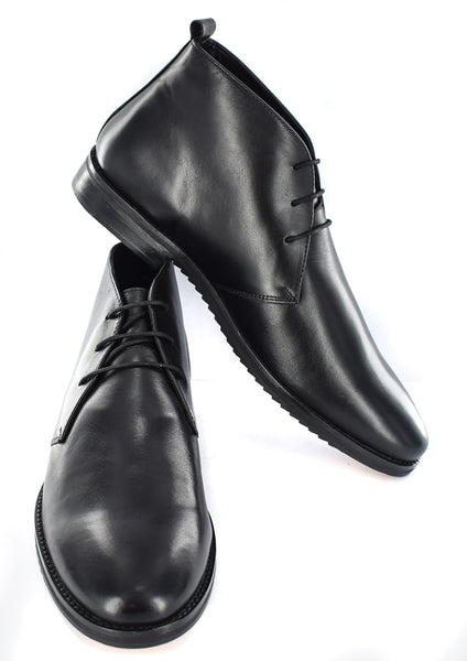 Mens Black Comfort Laceup Ankle Leather Boots