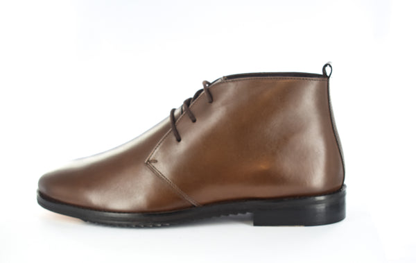 Mens Brown Comfort  Lace-up  Ankle Leather Boots