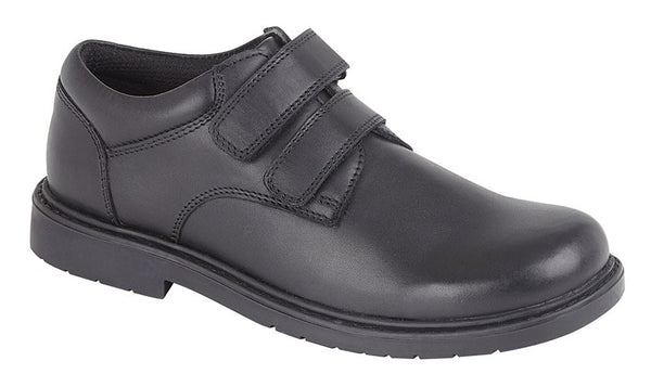 B079A Boys Black Leather Twin Touch Fastening Casual/School Shoe