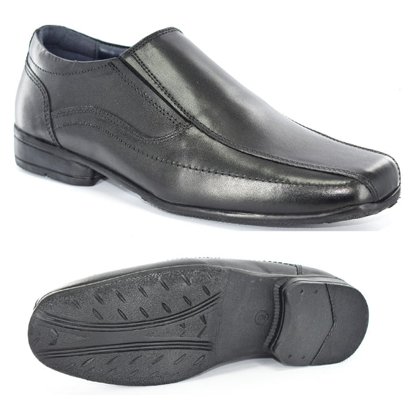 BOYS LEATHER UPPER TWIN GUSSET SLIP ON SCHOOL/SMART SHOES UK SIZE 1-6