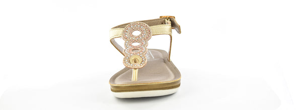 LADIES PLATINUM LIGHT WEIGHT EMBELLISHED TOE POST SUMMER SANDALS