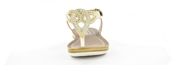 LADIES SAND LIGHT WEIGHT EMBELLISHED TOE POST SUMMER SANDALS