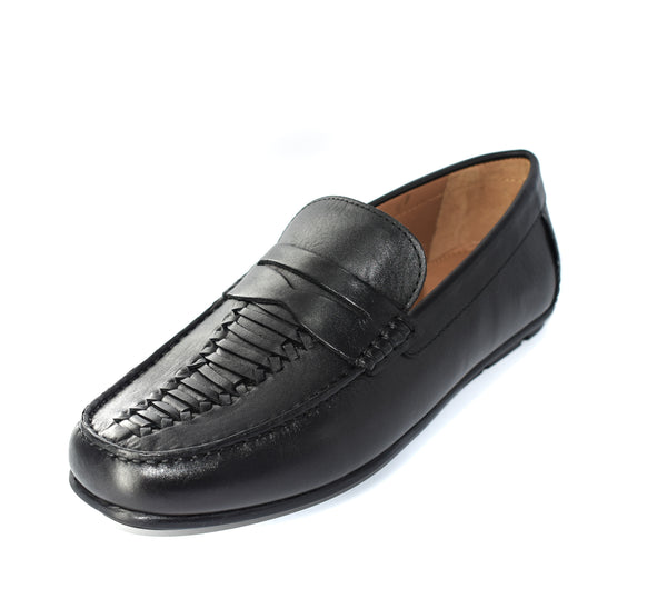 MENS GENUINE WOVEN LEATHER FORMAL/CASUAL SLIP ON SHOES/LOAFERS