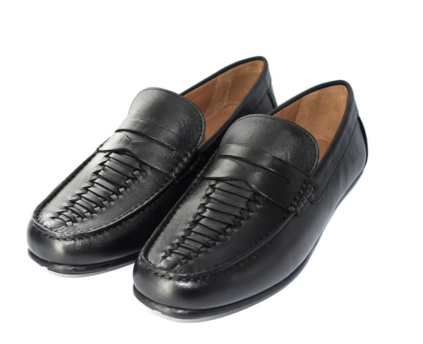 MENS GENUINE WOVEN LEATHER FORMAL/CASUAL SLIP ON SHOES/LOAFERS