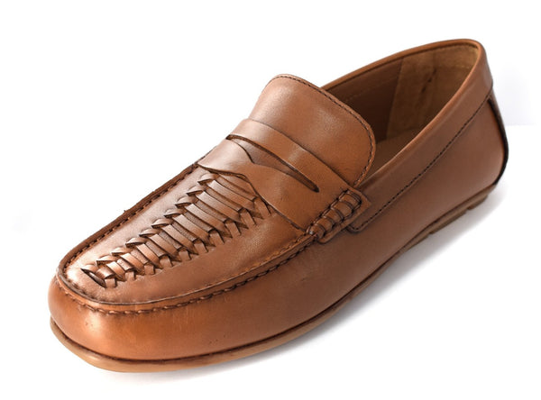 MENS GENUINE WOVEN LEATHER FORMAL/CASUAL SLIP ON SHOES/LOAFERS