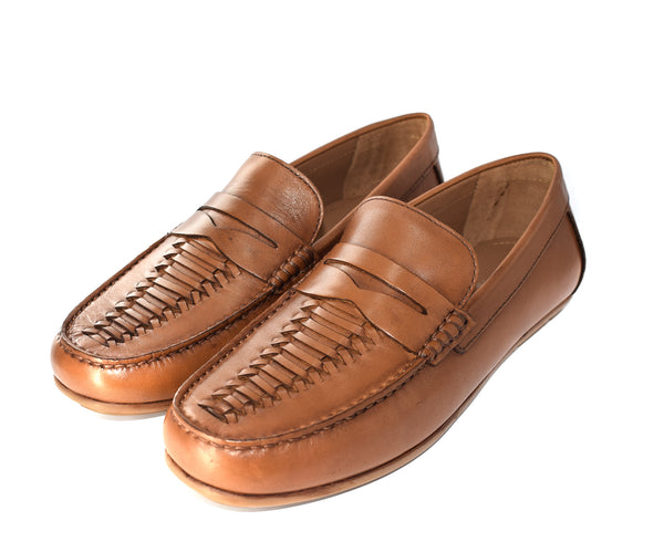 MENS GENUINE WOVEN LEATHER FORMAL/CASUAL SLIP ON SHOES/LOAFERS