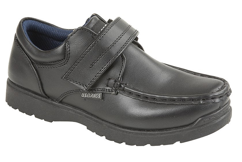 KIDS/BOYS BLACK TOUCH FASTENING BOAT SCHOOL SHOES UK SIZE 8-5