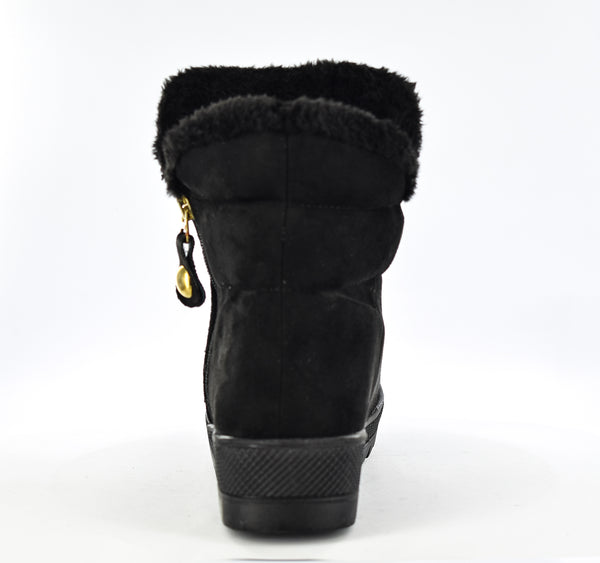 Ladies Winter Courchevel Comfy Snug Ankle Boots Black