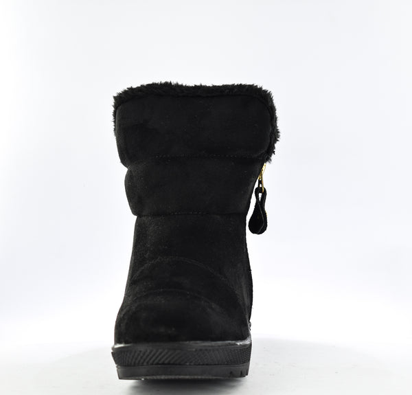 Ladies Winter Courchevel Comfy Snug Ankle Boots Black