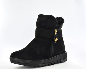 Ladies Winter Courchevel Comfy Snug Ankle Boots Black