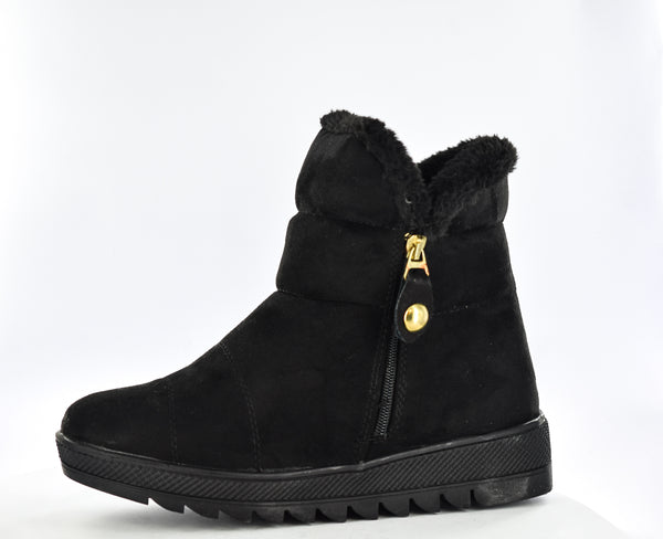 Ladies Winter Courchevel Comfy Snug Ankle Boots Black