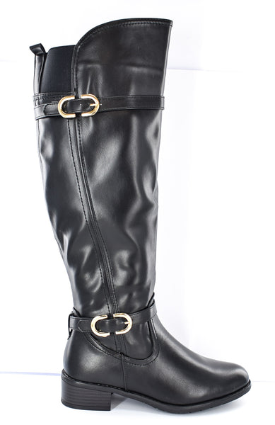 LADIES FAUX LEATHER WINTER RIDER LONG BOOTS