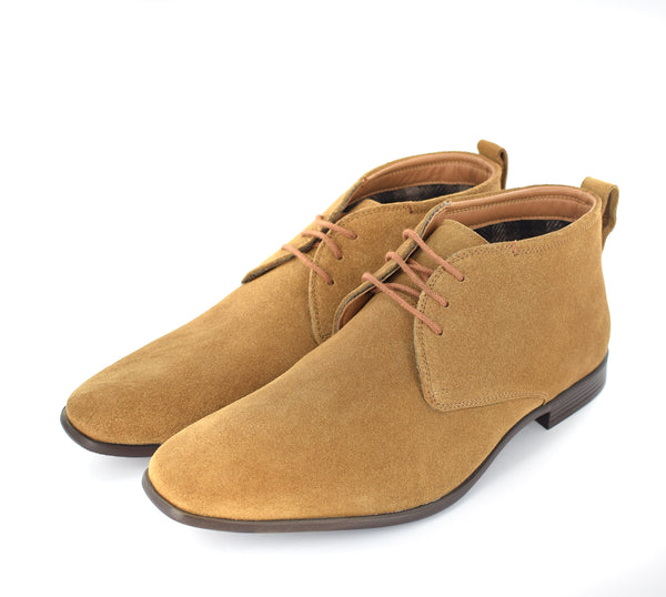 MEN'S TAN SUEDE DESERT ANKLE LACE UP BOOTS