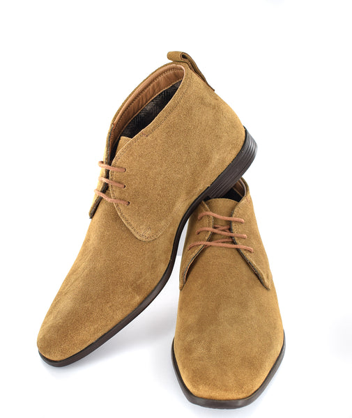 MEN'S TAN SUEDE DESERT ANKLE LACE UP BOOTS