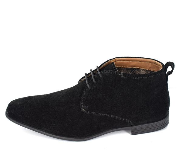 MEN'S BLACK SUEDE DESERT ANKLE LACE UP BOOTS