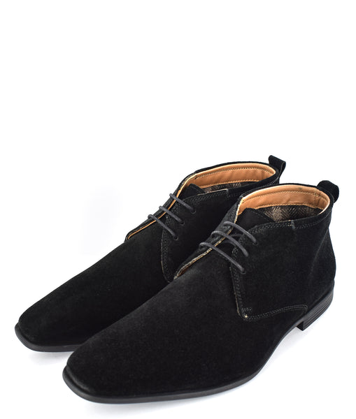 MEN'S BLACK SUEDE DESERT ANKLE LACE UP BOOTS