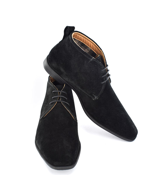 MEN'S BLACK SUEDE DESERT ANKLE LACE UP BOOTS