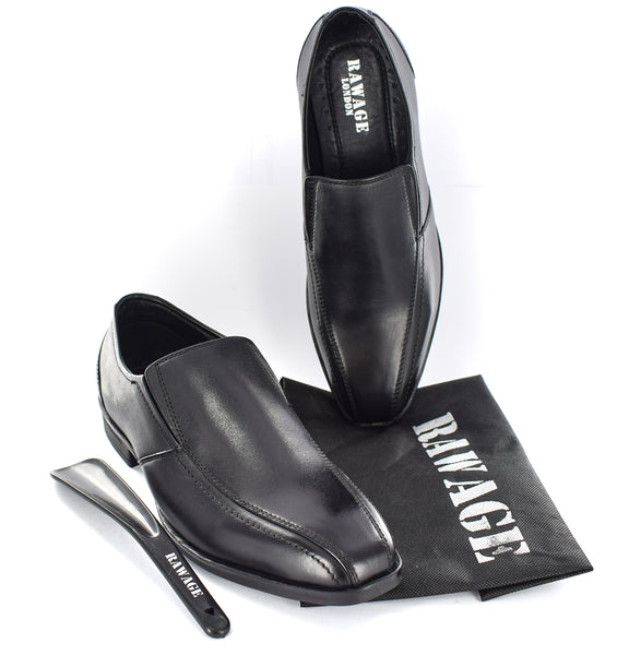 Mens Black Genuine Leather Casual/Formal Slip On Shoes