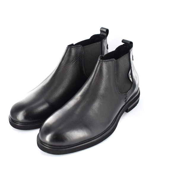 MENS BLACK GENUINE LEATHER LIGHT WEIGHT CHELSEA BOOTS