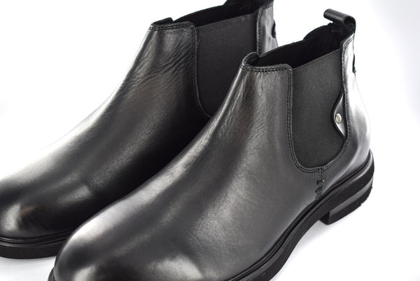 MENS BLACK GENUINE LEATHER LIGHT WEIGHT CHELSEA BOOTS