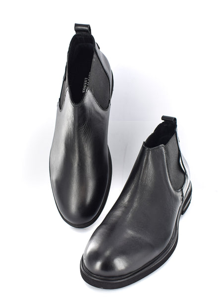 MENS BLACK GENUINE LEATHER LIGHT WEIGHT CHELSEA BOOTS