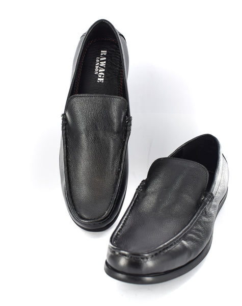 MEN'S BLACK DRIVING LEATHER SLIP ON SHOES