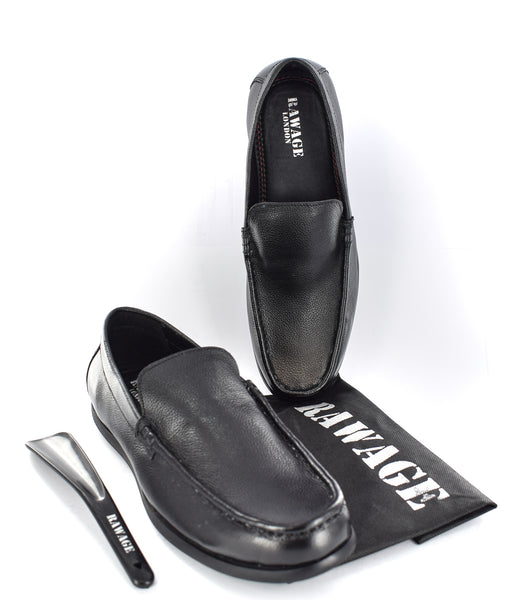 MEN'S BLACK DRIVING LEATHER SLIP ON SHOES